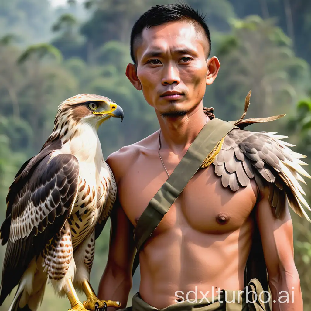 Aung-La-N-Sang-with-a-Hawk-on-His-Shoulder