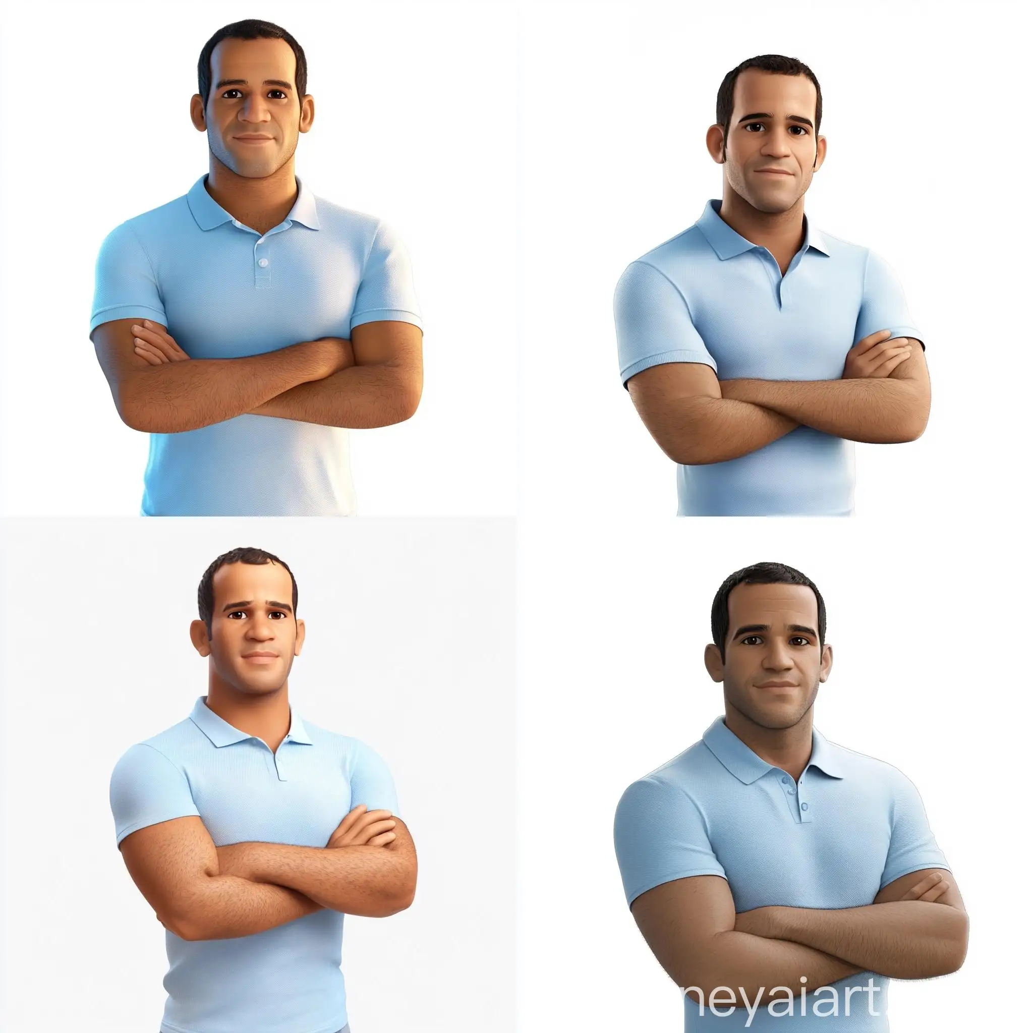 Man-in-Disney-Pixar-Style-Blue-Polo-Shirt-Pose