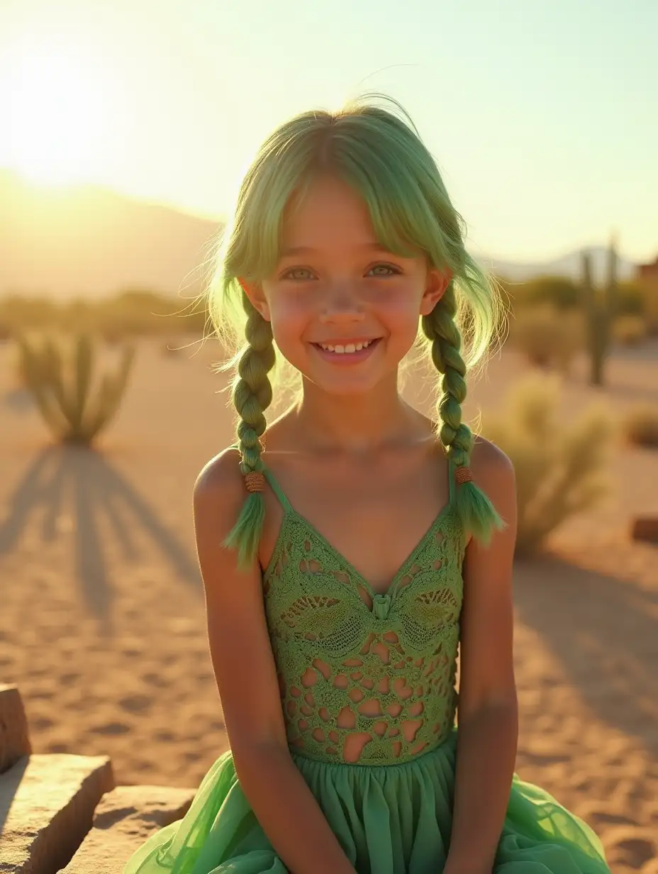 12YearOld-Girl-with-Green-Pigtails-on-a-Desert-Bench-in-Lace-Crossover-Br-Outfit