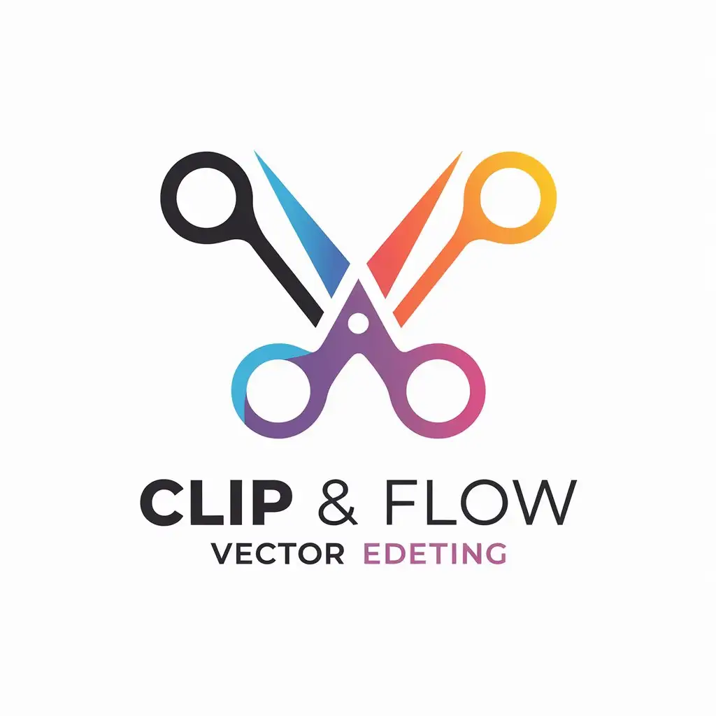 LOGO Design for Clip Flow Minimalist W and Scissors Symbol with Video Tape Icon