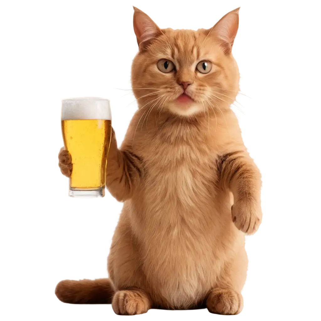 happy cat drinking beer