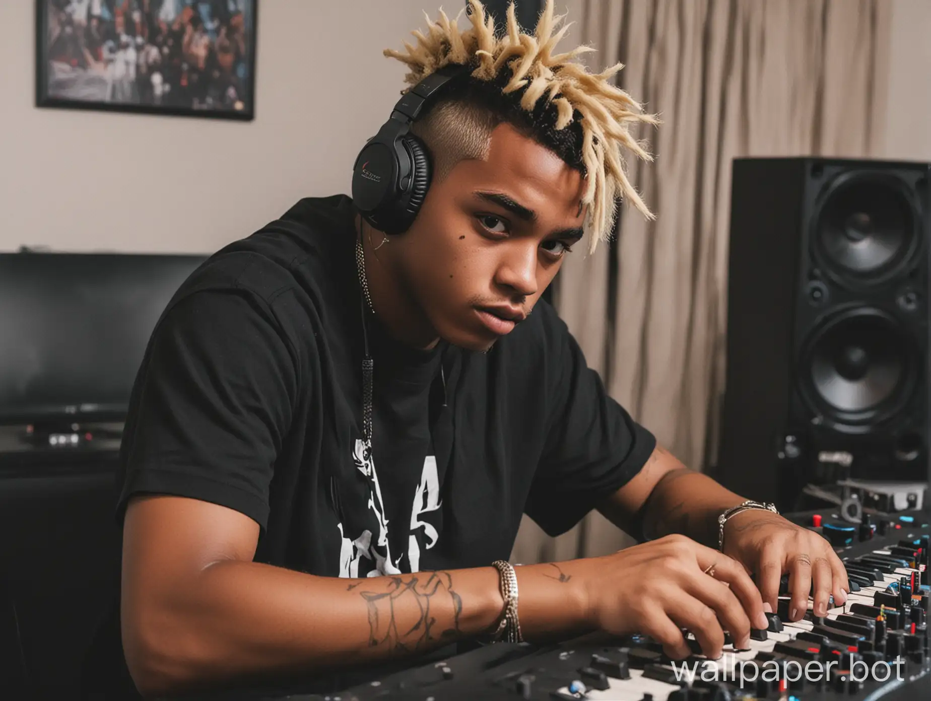 XXXTENTACION GAMING WITH A MUSICAL SETUP BEHIND HIM