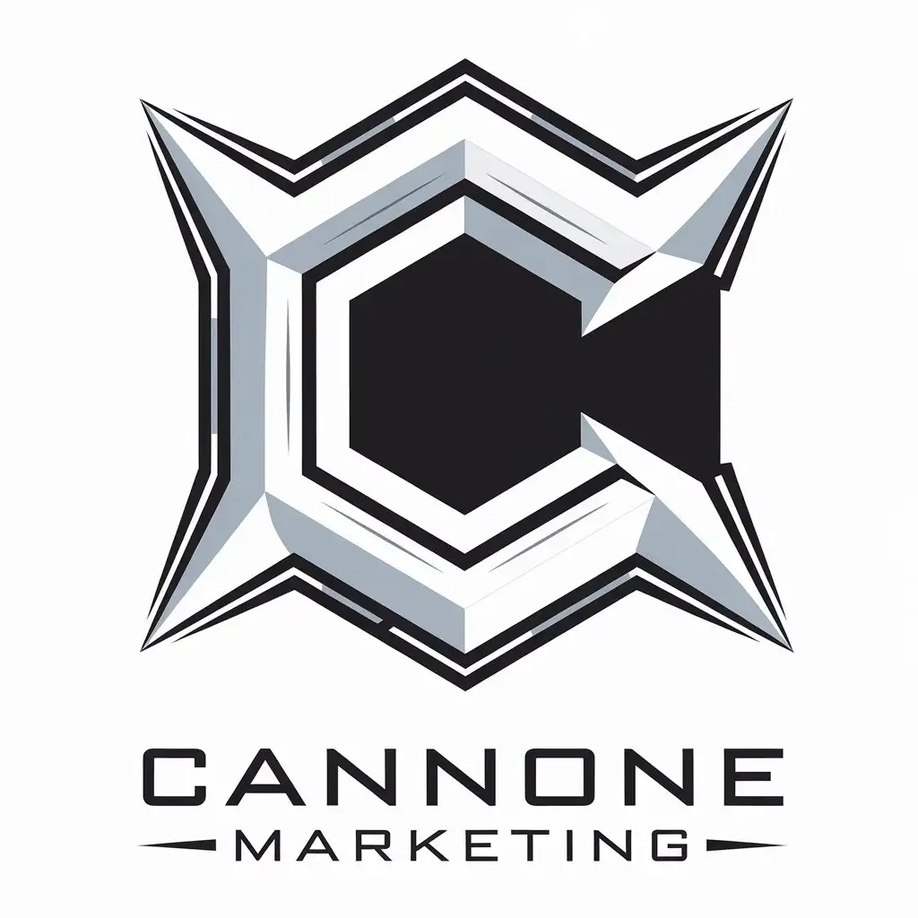 LOGO Design for Cannone Marketing Digital and Futuristic C Symbol in White with Sharp Ends for Technology Industry