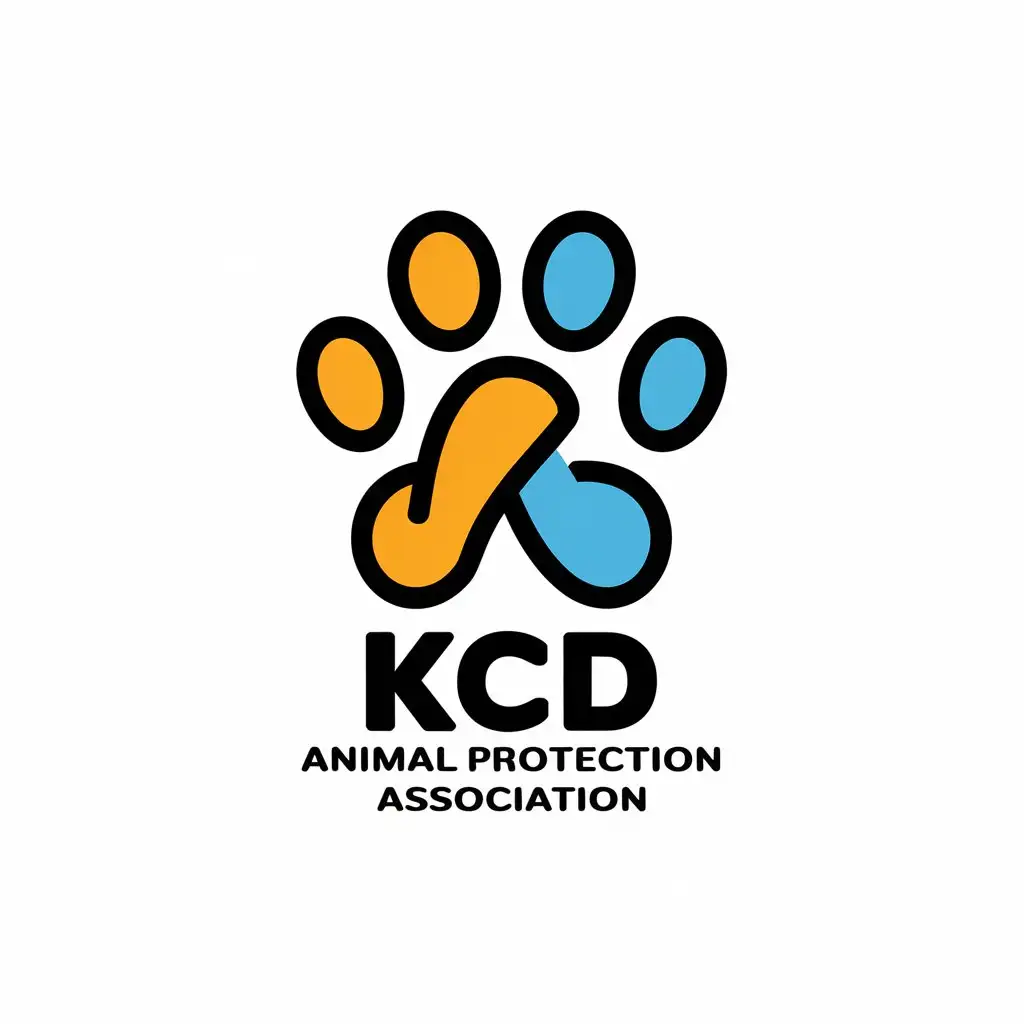 LOGO Design for KCD Animal Protection Association Composite of Puppy Paw Prints and English K with Clear Background