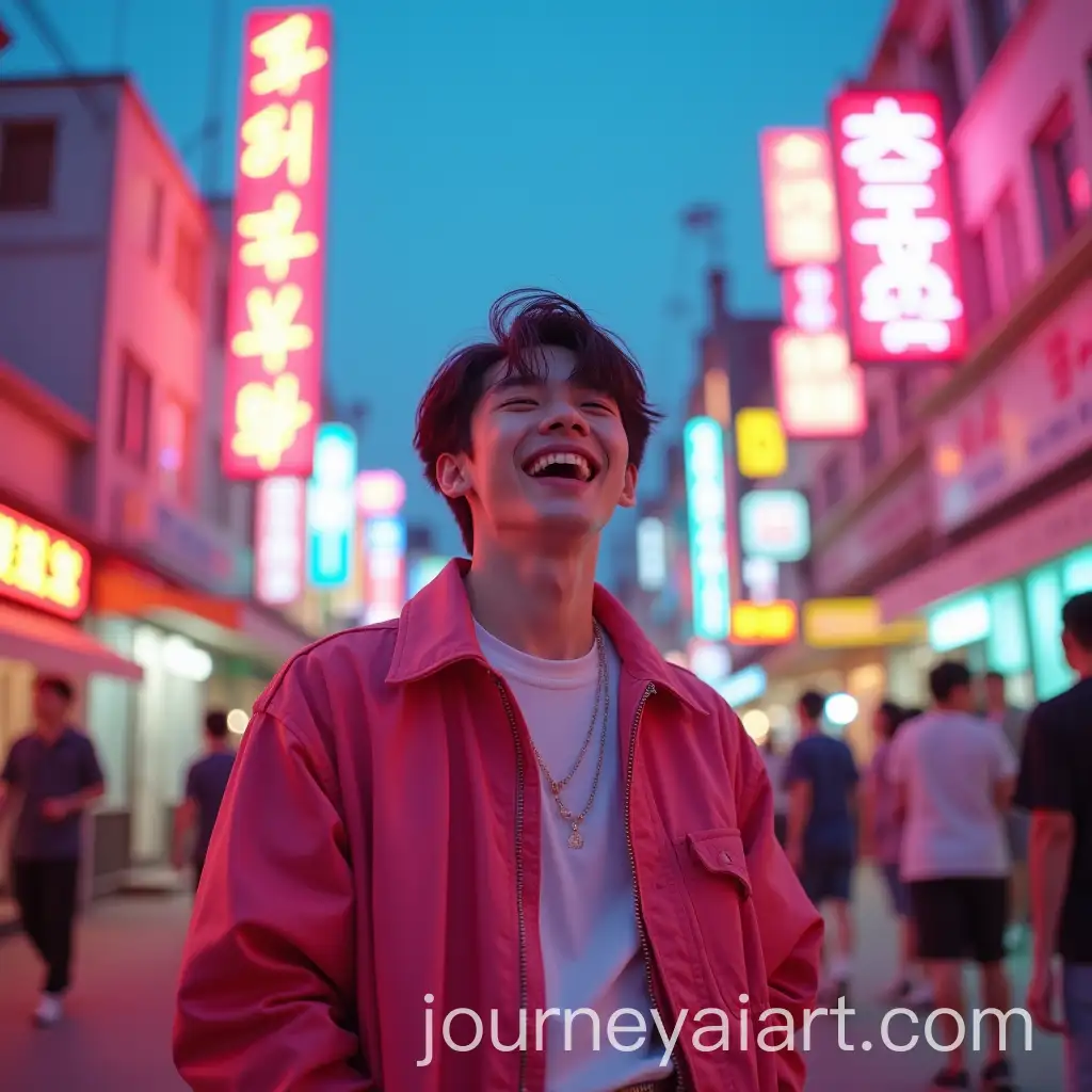 19YearOld-Korean-Male-Enjoying-Life-in-Vibrant-Cityscape-with-Neon-Lights-and-Colorful-Murals