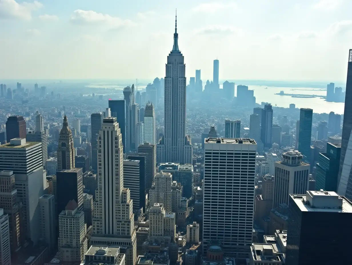 City full of skyscrapers viewed from above.