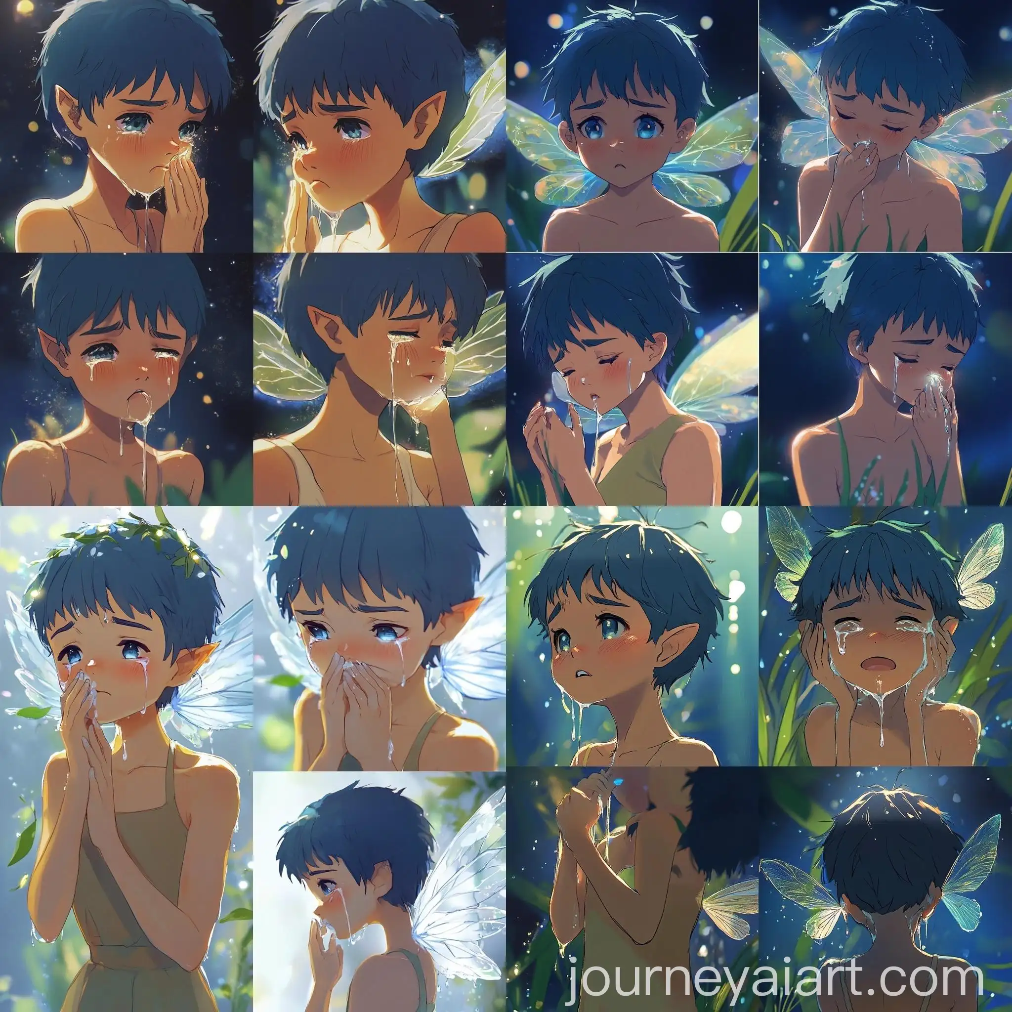 Emotional-Pixie-Singing-and-Washing-Tears-in-Grass-Dress