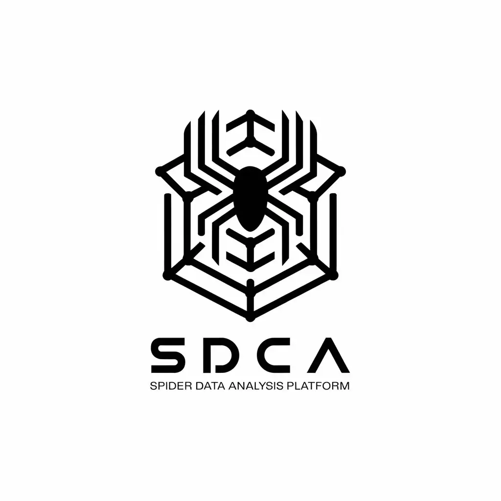 LOGO Design for SDCA Spider Data Analysis Platform Minimalist Spider Web Symbol for Technology Industry