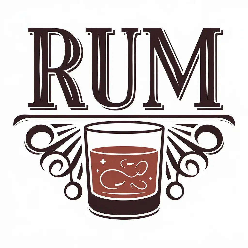 LOGO Design for RUM Vector Logo with Rum Whiskey Symbol for the Entertainment Industry