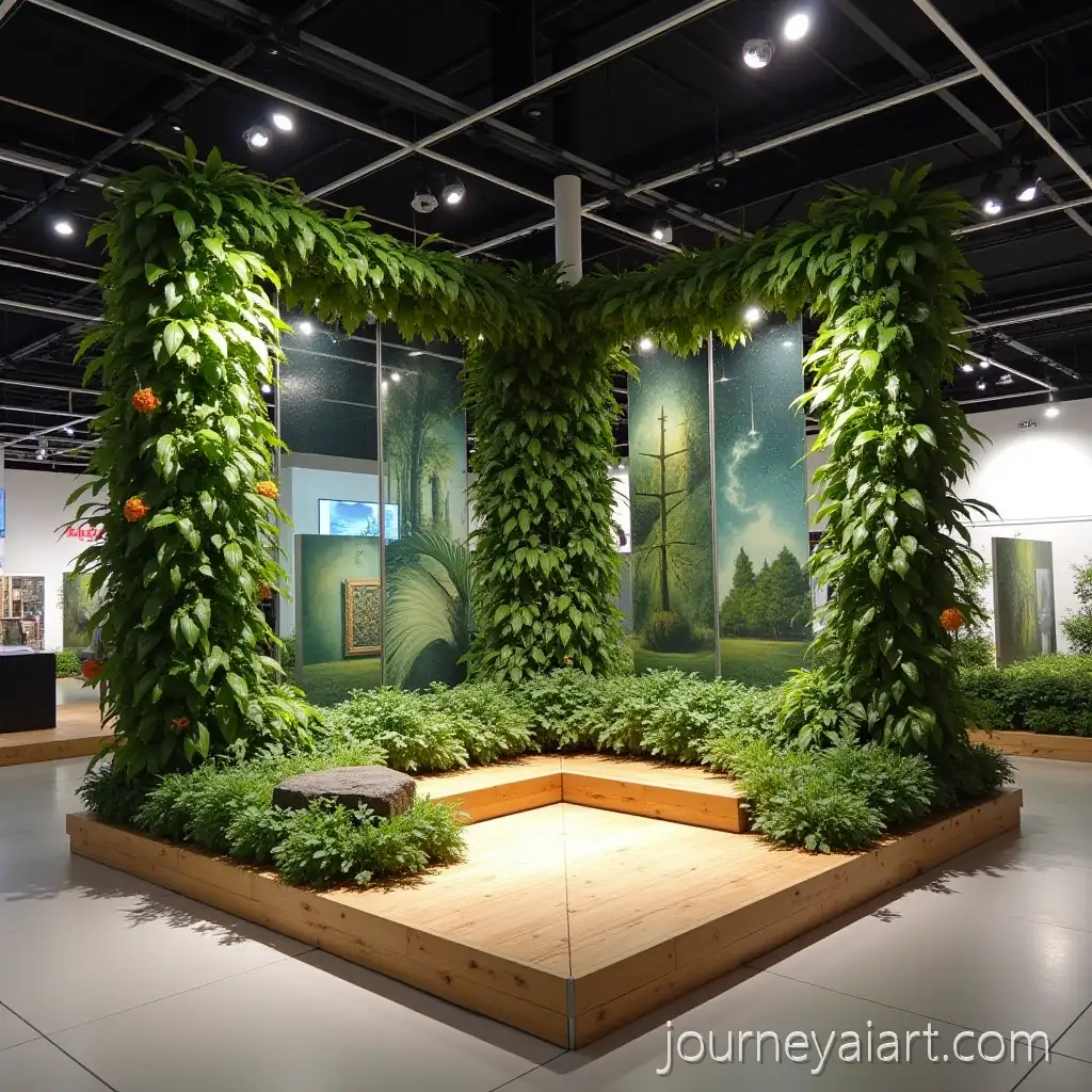 Modern-Exhibition-Stand-with-Green-Plants-and-GlassModern-exhibition-stand-design-Panels-in-Minimalist-Design