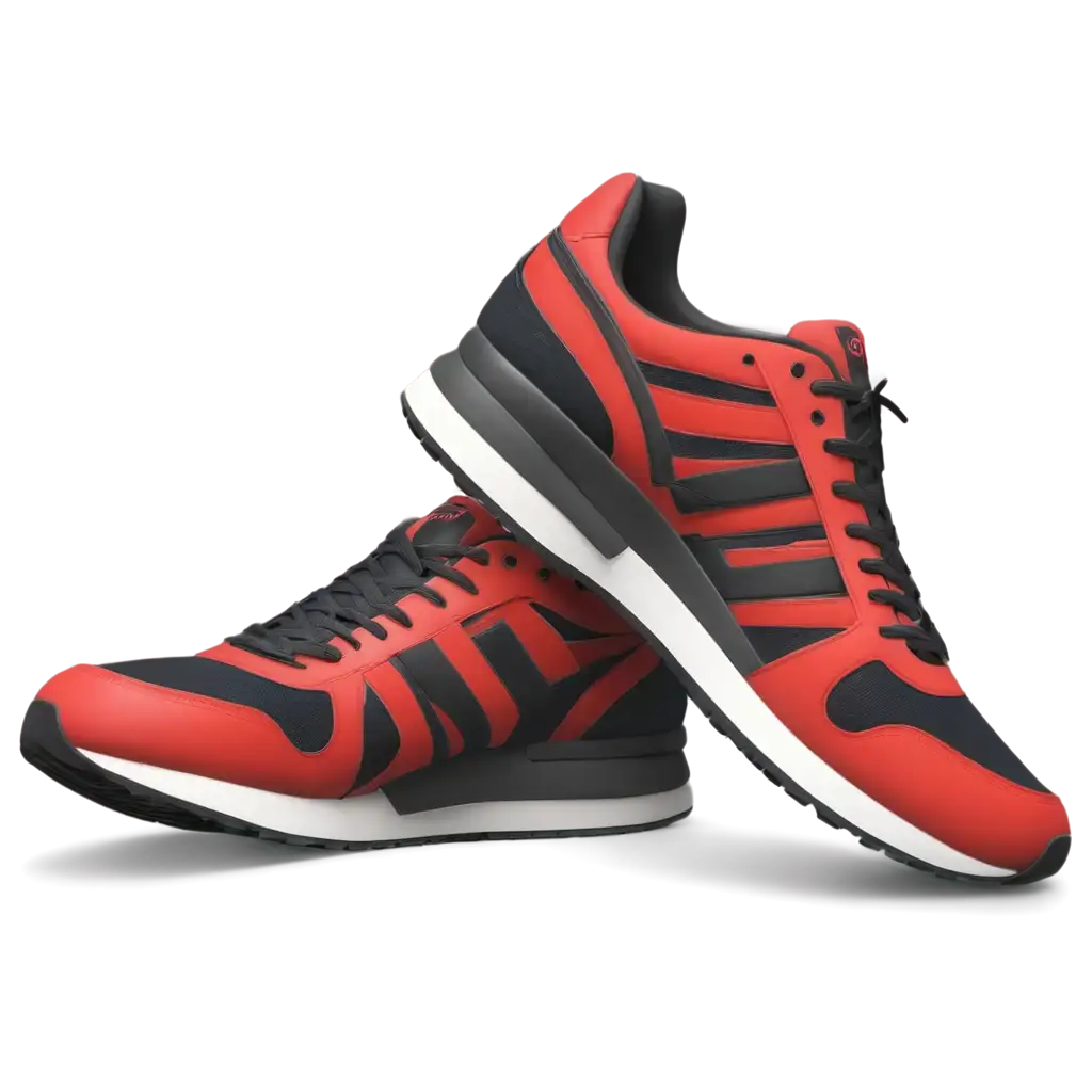 PNG-Image-of-Generic-Cool-Running-Shoes-in-Red-and-Black-Hyper-Realistic-4K-Rendering