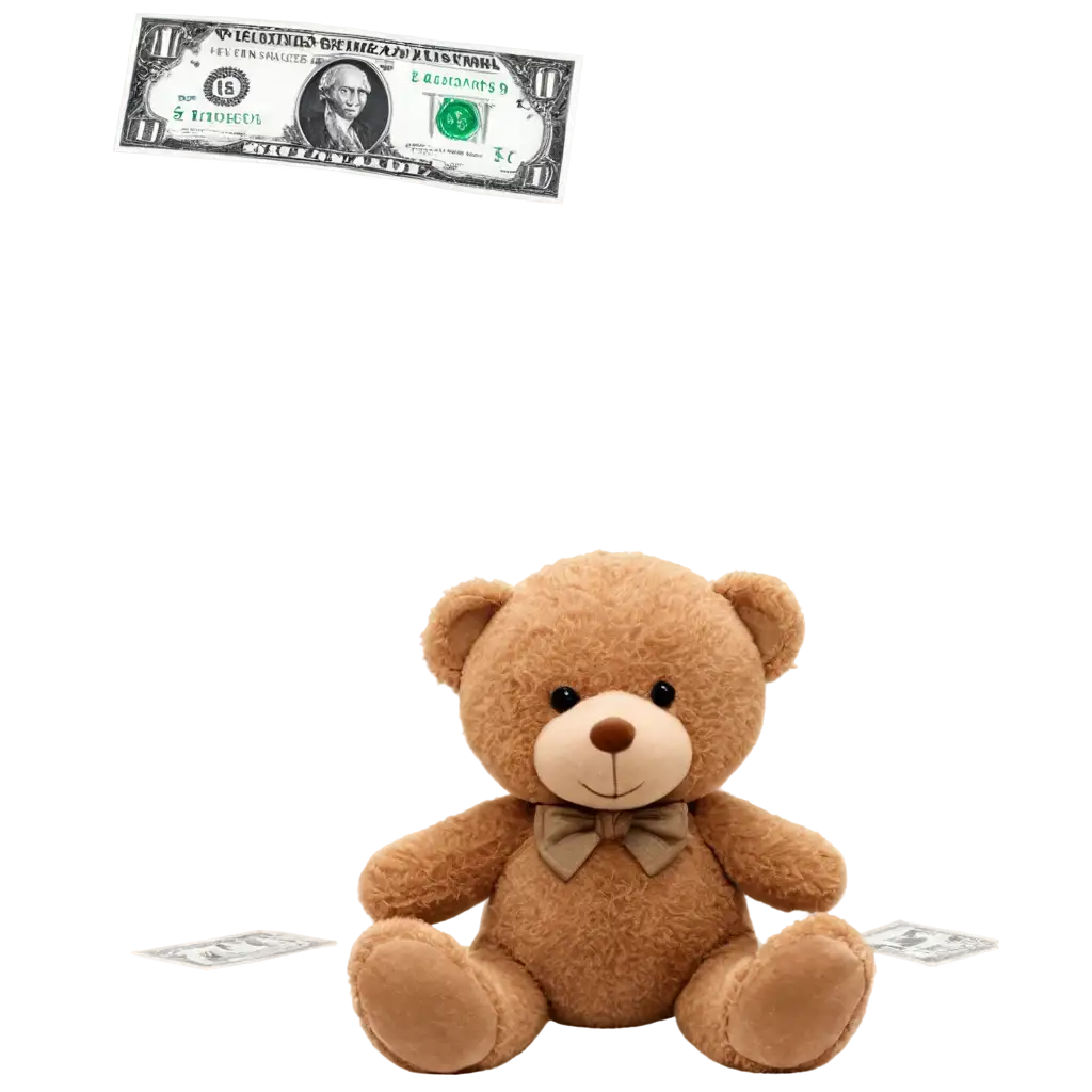 Adorable-Teddy-Bear-on-a-Dollar-Bill-HighQuality-PNG-Image-for-Versatile-Use