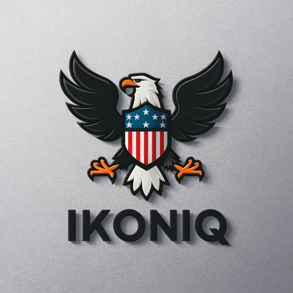 LOGO Design for IKONIQ White Eagle with American Shield in Minimalistic Style