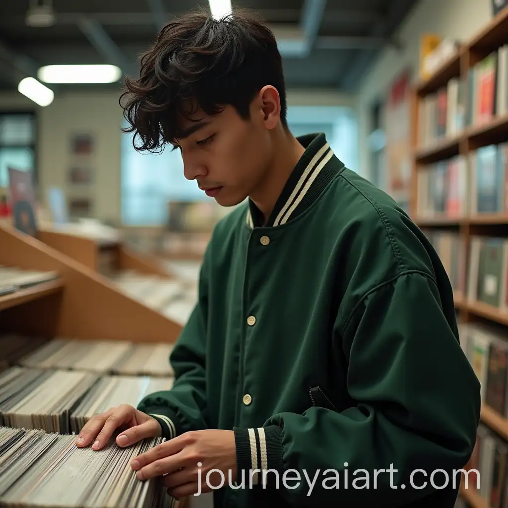 Male-Model-Digging-Records-in-Stylish-Modern-Record-Store