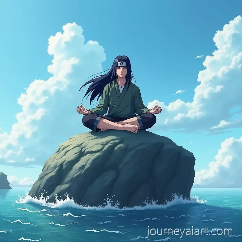 Madara-Uchiha-Meditating-on-a-Rock-with-Susanoo-Power-in-the-Sea-Anime-Style