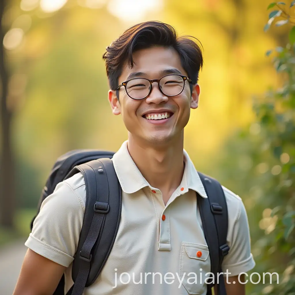 Smiling-40YearOld-Man-Promoting-Language-School-with-Backpack-in-Spring-Clothes