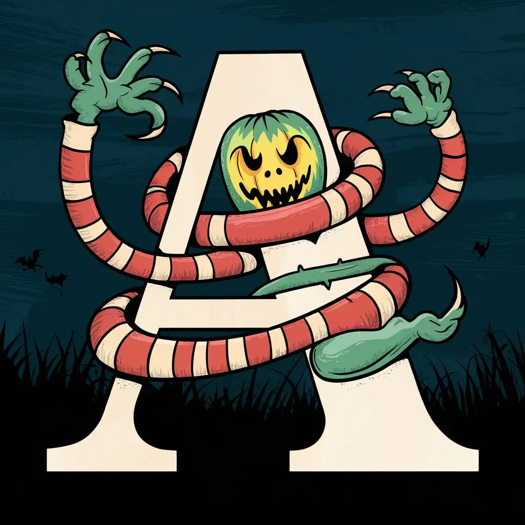 Halloween Creature Wrapped Around Letter A