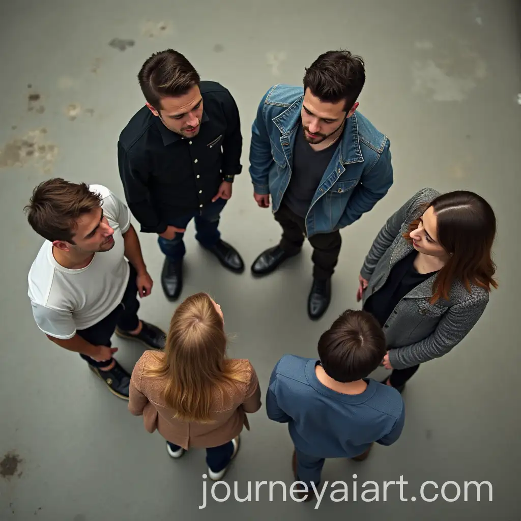 Group-of-FiveAI-Image-Prompt-Expansion-Men-and-Two-Women-in-Late-20s-Viewed-from-TopDown-Perspective