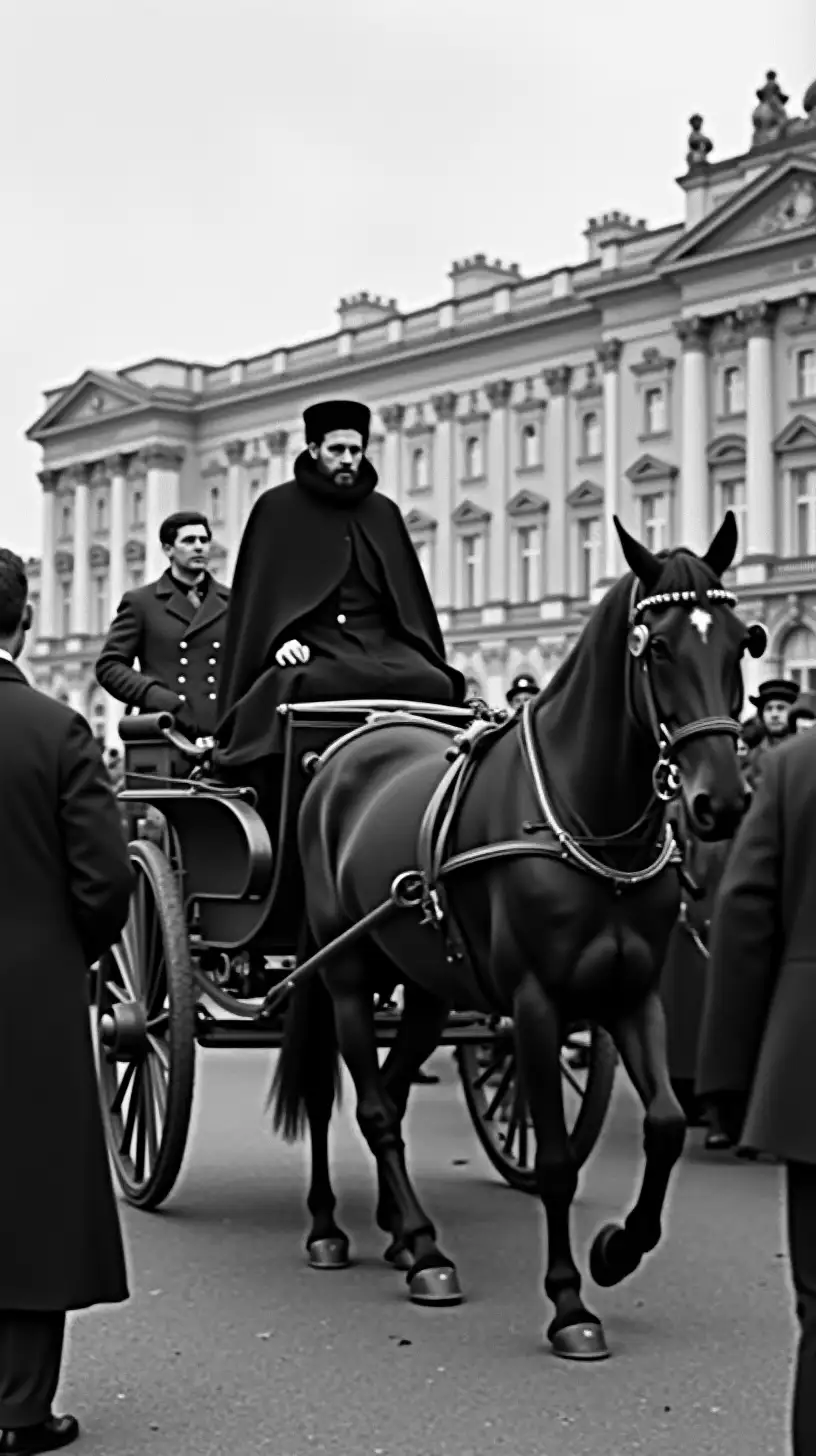 Rasputin Arriving at Royal Palace HorseDrawn Carriage Scene