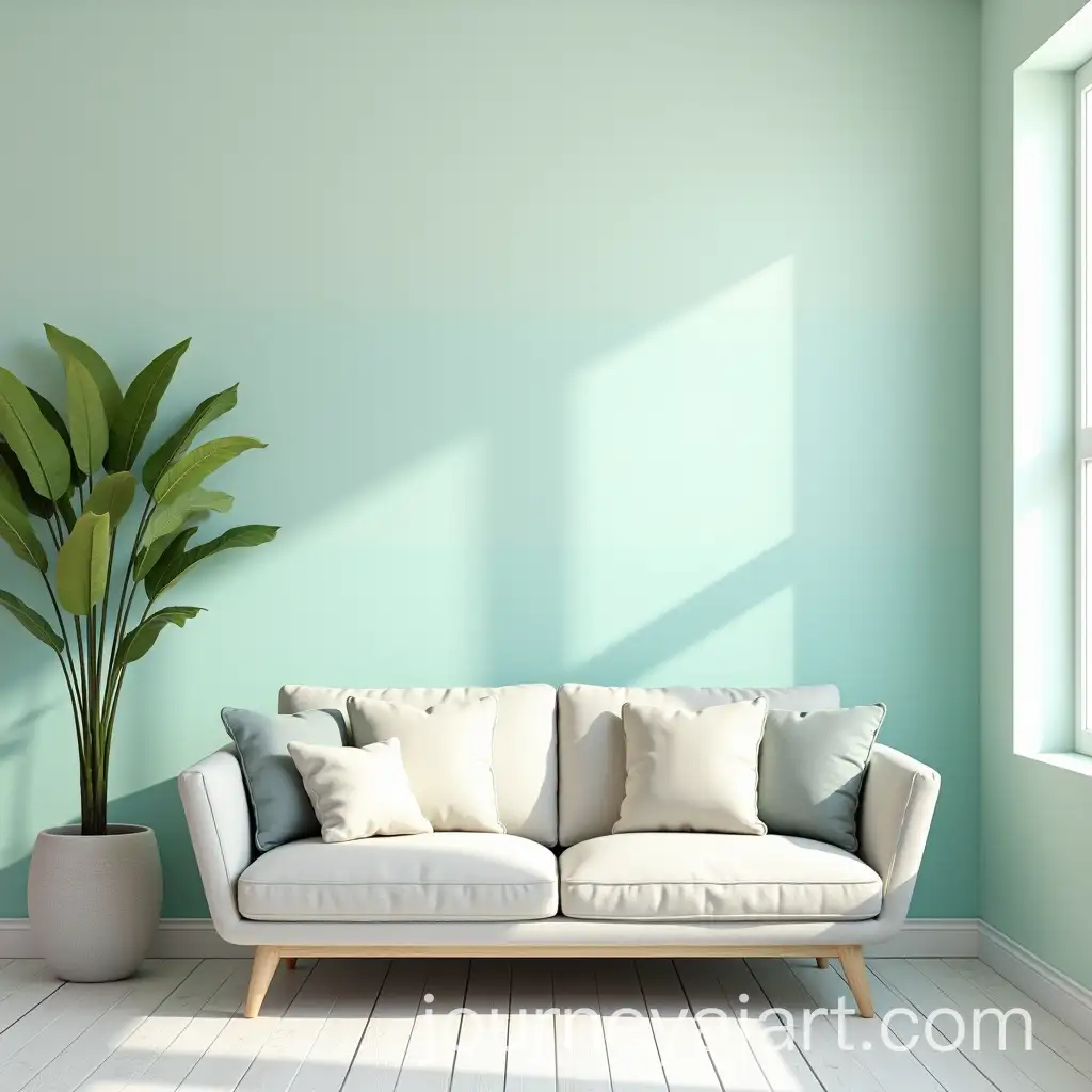 Artistic-Living-Room-Wall-Redecoration-in-Pastel-Colors-Green-White-Blue
