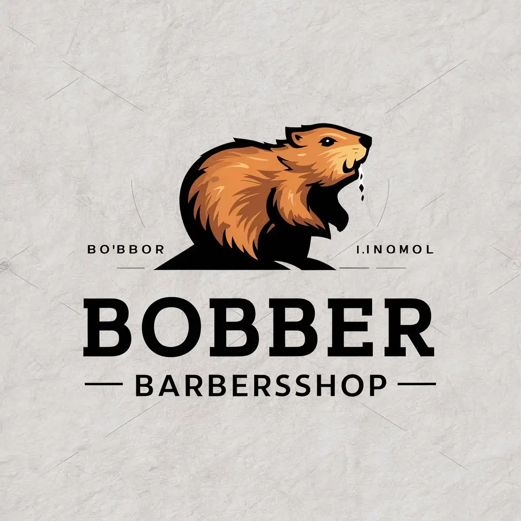 a vector logo design,with the text "Bobber barbershop", main symbol:Beaver,Moderate,be used in Beauty Spa industry,clear background