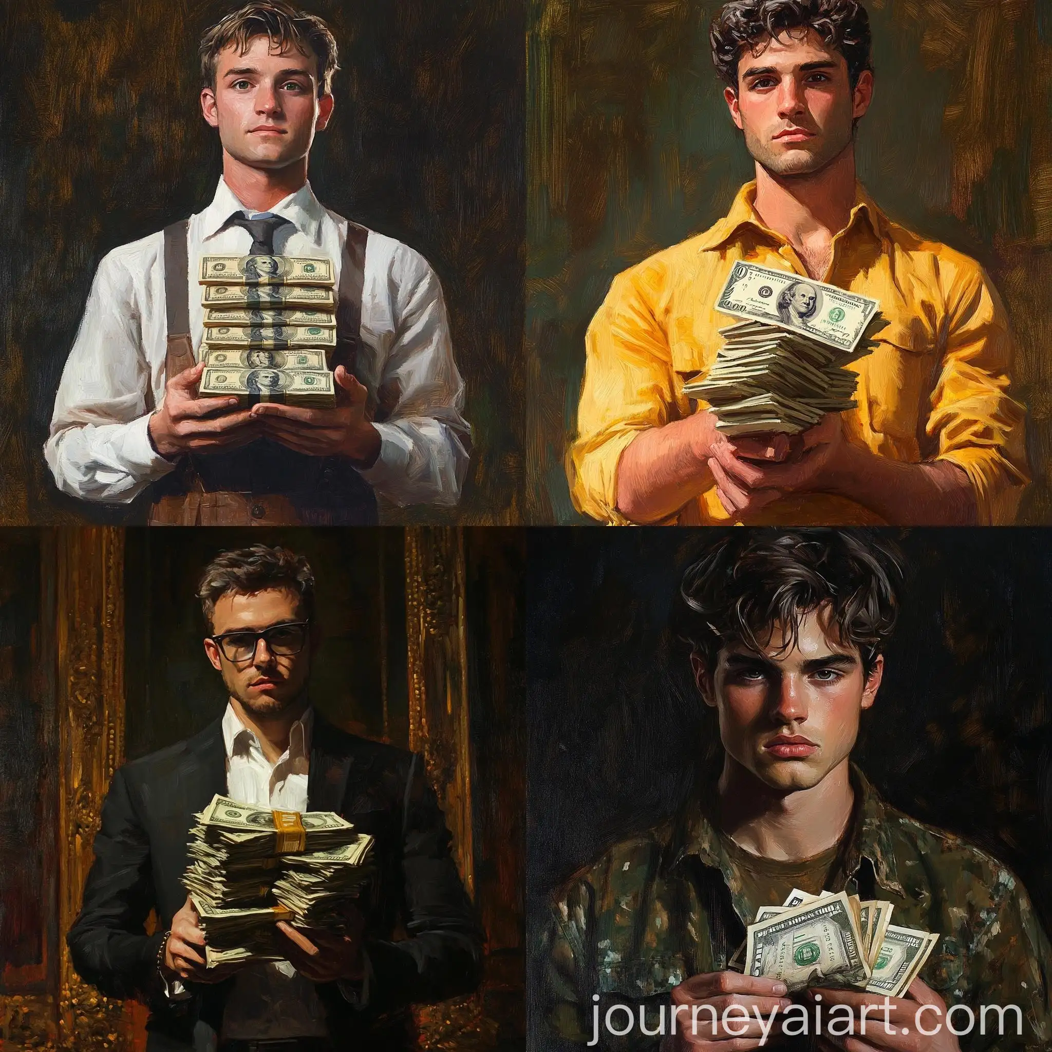 Young-Man-Holding-Stack-of-Money-in-Painterly-Style