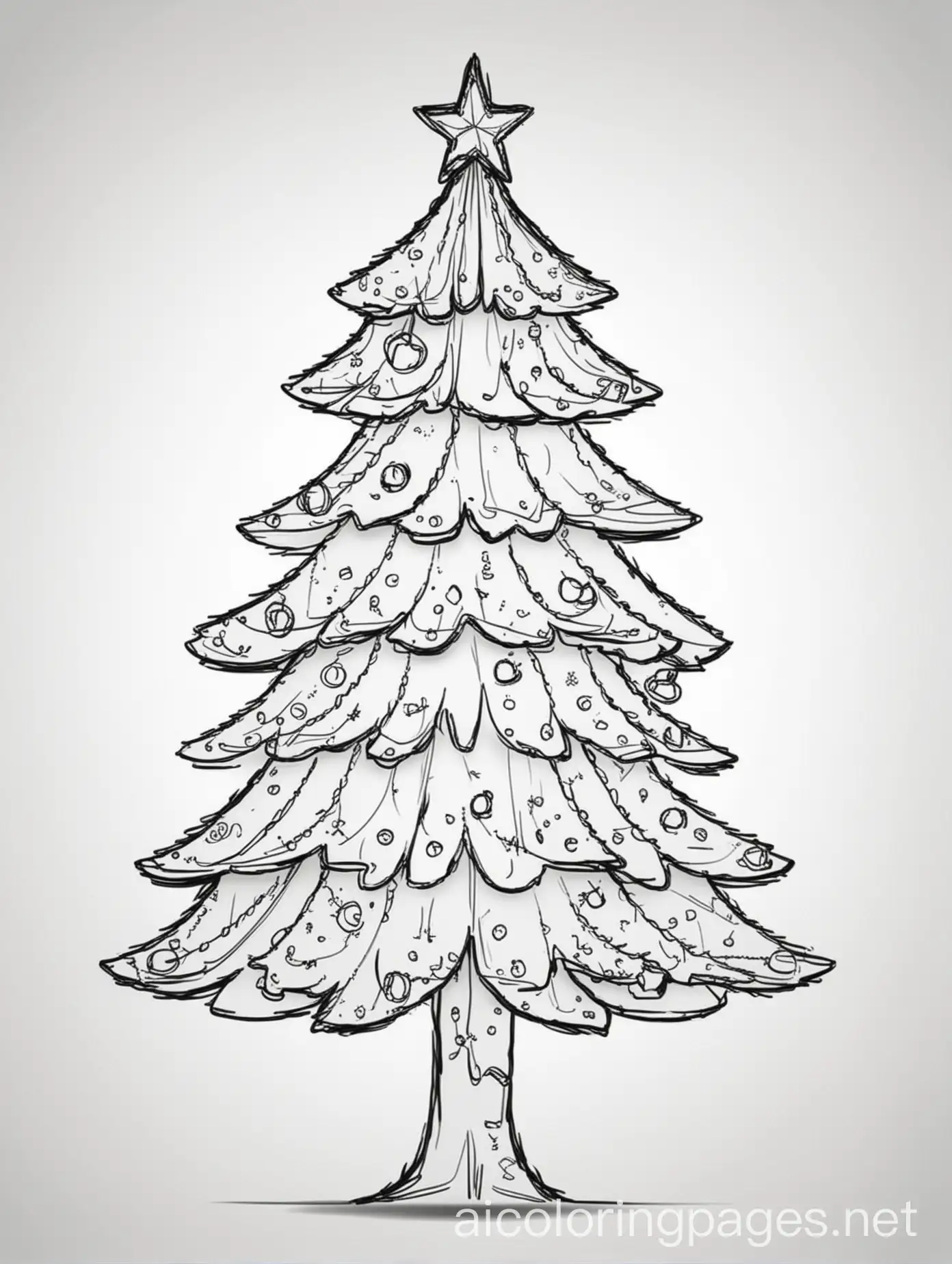 Christmas-Tree-Coloring-Page-on-White-Background