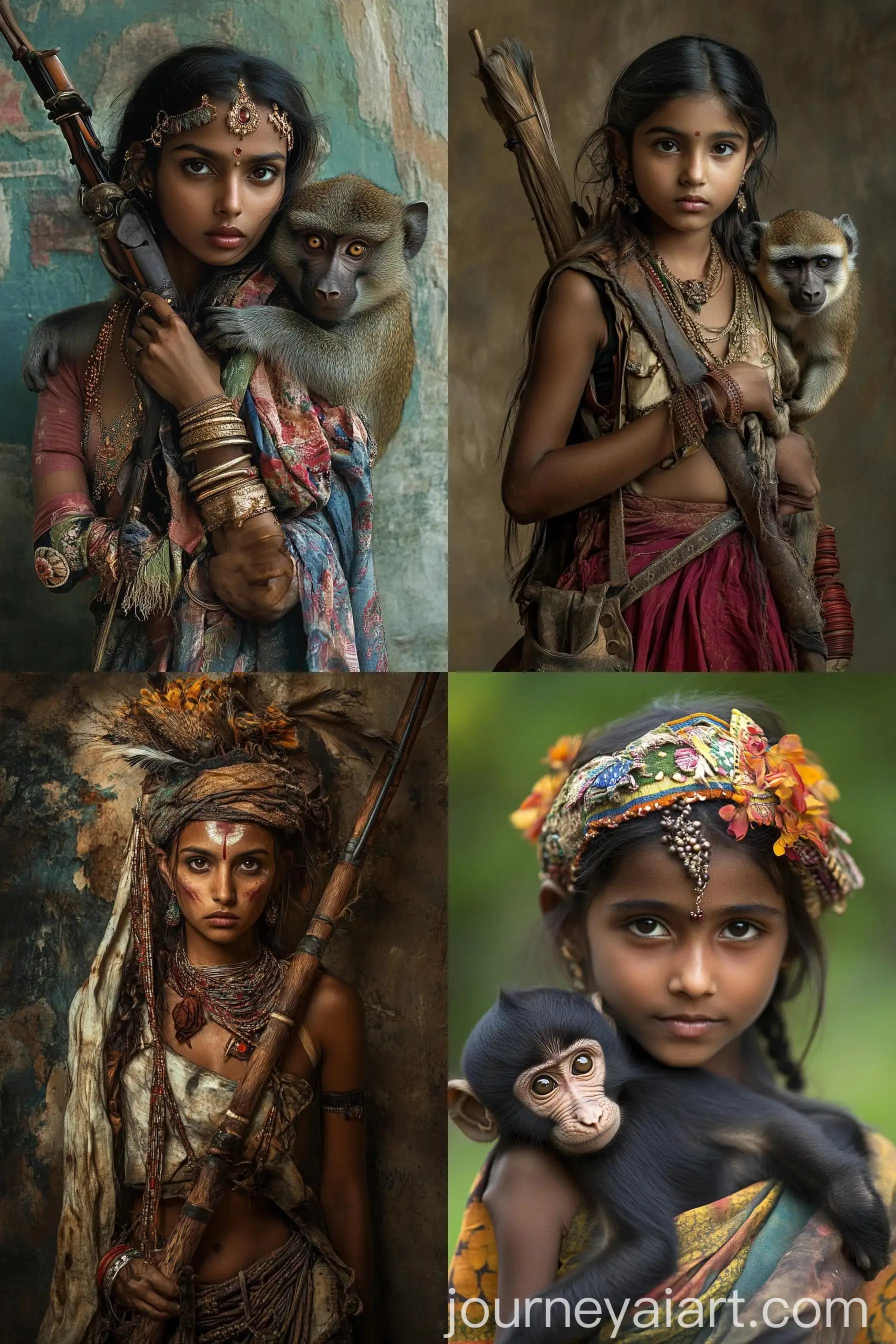Indian-Baboon-Huntress-Girl-in-Natural-Habitat