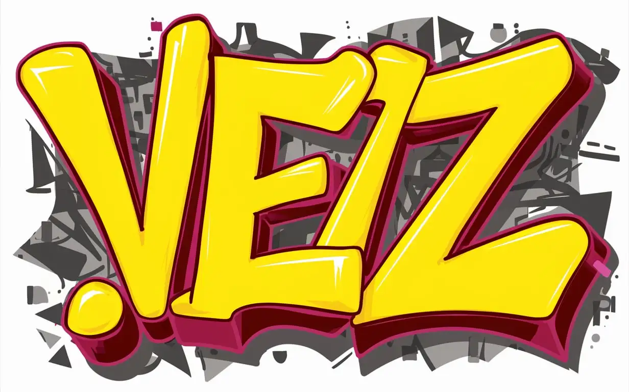 the word "VEZ" written in the style of graffiti. bright colors, slender letters, swag, hip hop, funk.
