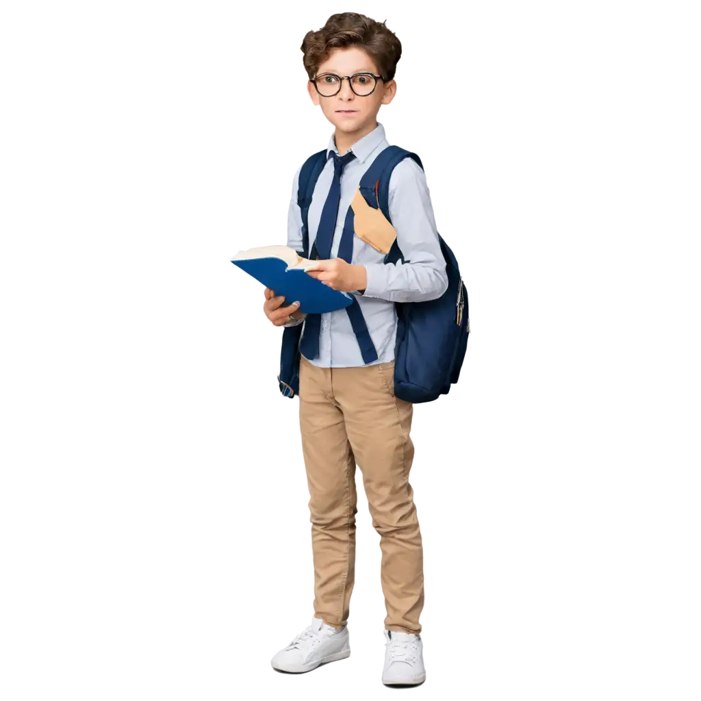 Smart-Boy-Standing-with-Book-in-Hand-HighQuality-PNG-Image-for-Versatile-Usage