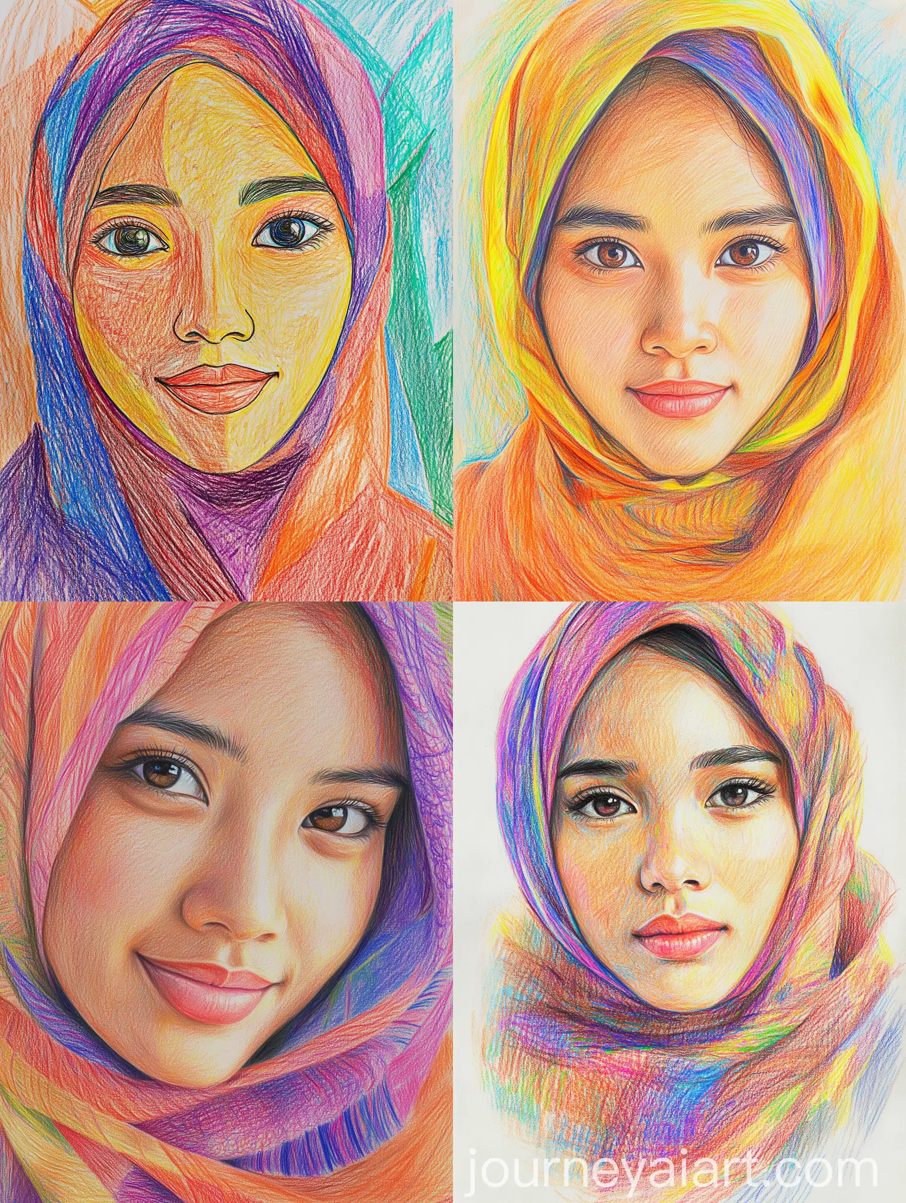 Colorful-Portrait-of-a-Gentle-Indonesian-Hijab-Woman-with-Soft-Smile