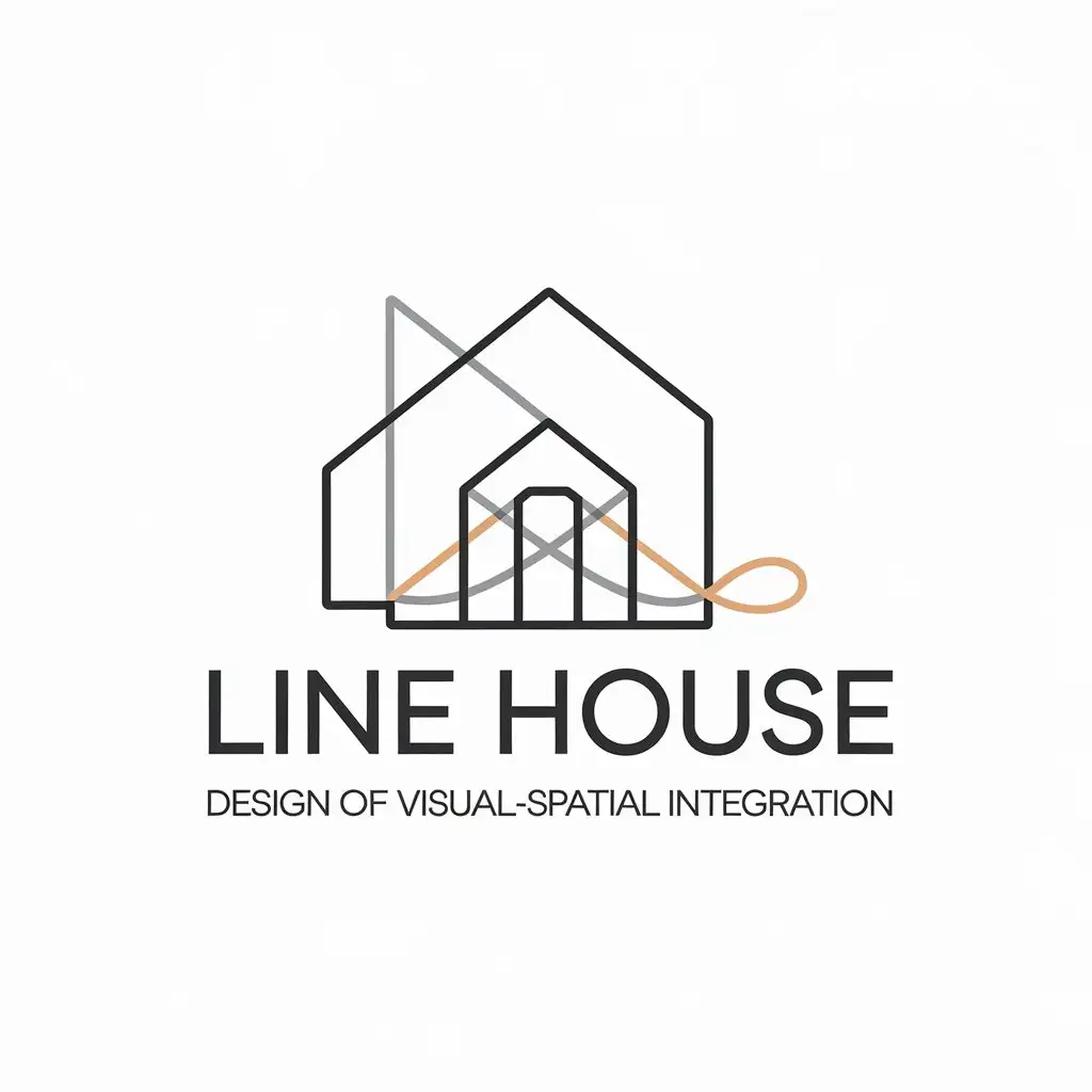 a vector logo design,with the text "design of visual-spatial integration", main symbol:Line house,Moderate,be used in Construction industry,clear background