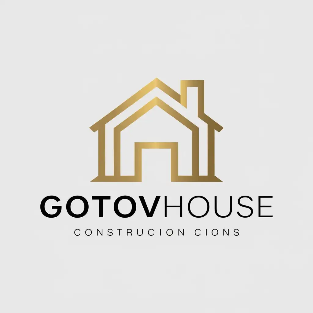 a vector logo design,with the text "Gotovhouse", main symbol:House with gold plating,Moderate,be used in construction industry,clear background