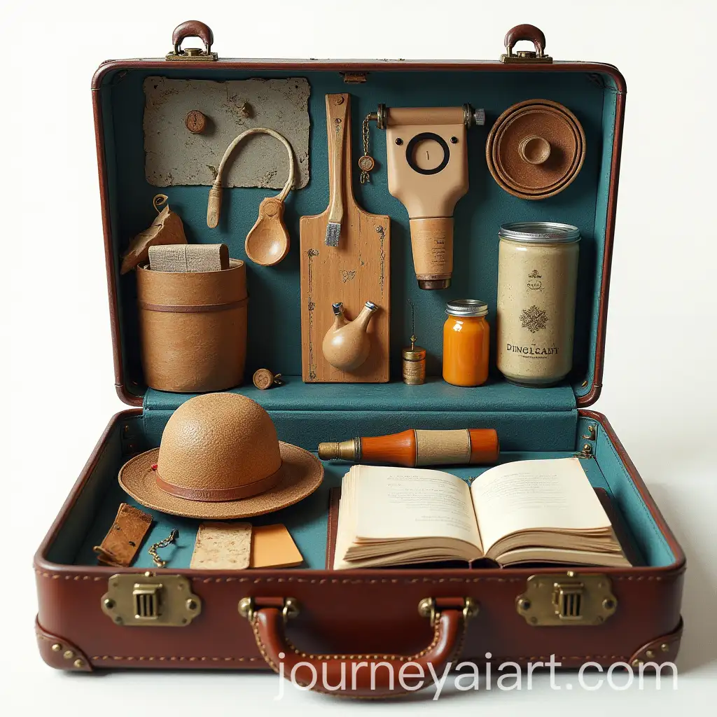 Photorealistic-Collage-of-Neatly-Arranged-Objects-in-an-Open-Suitcase