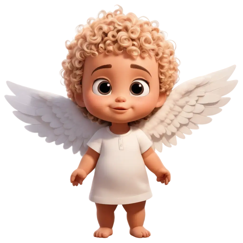 Adorable-1YearOld-Boy-in-Pixar-Style-PNG-Image-Short-Curly-Blonde-Hair-Black-Eyes-Light-Brown-Skin-Cute-Guardian-Angel