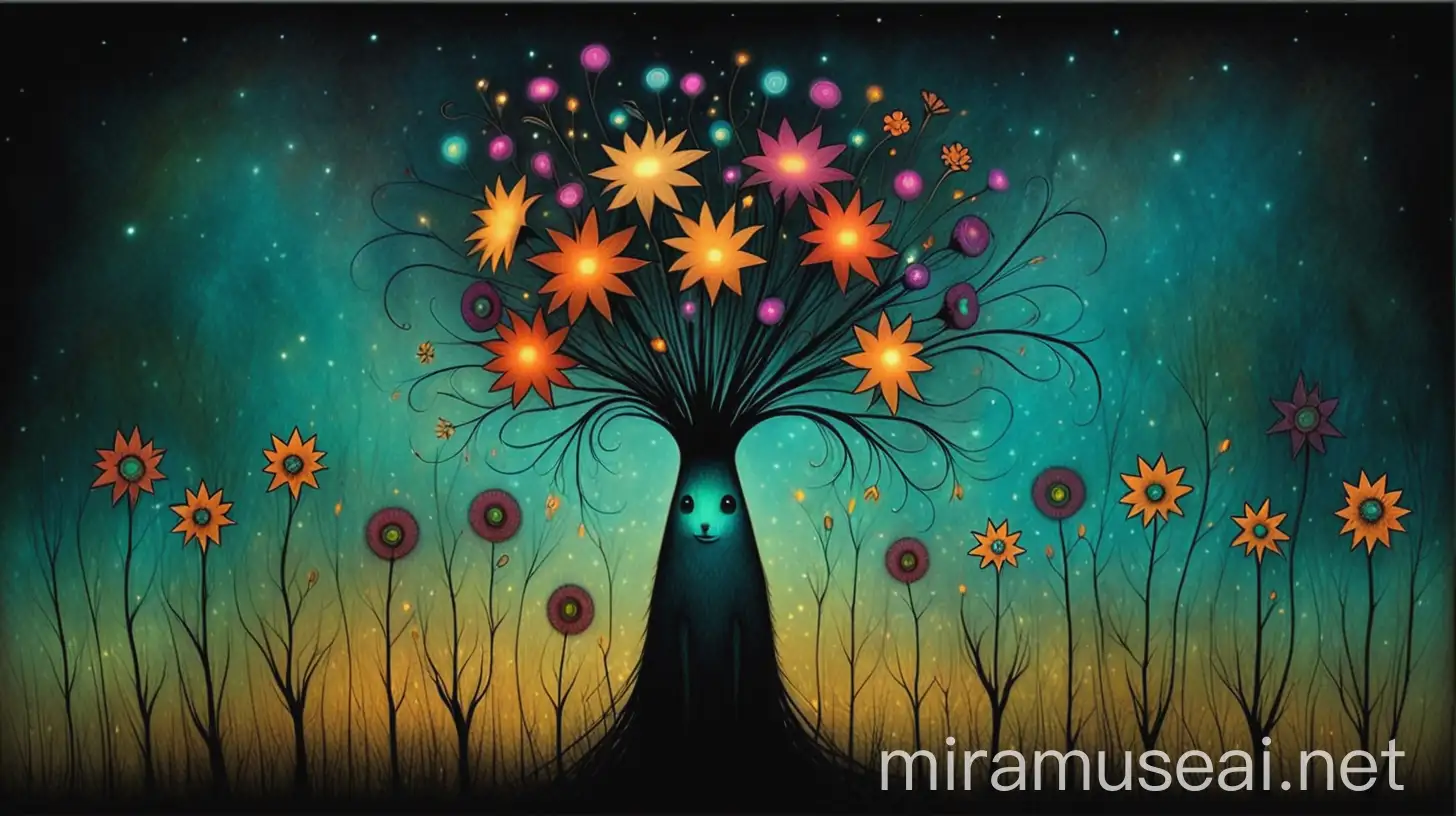 Glowing Meadow Flowers in the Style of Andy Kehoe