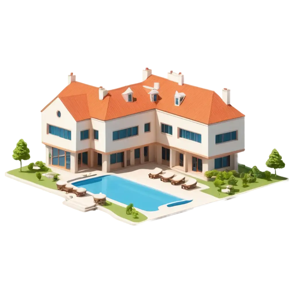 High-Resolution-PNG-Image-of-a-CartoonStyle-Minimalist-Hotel-Model-in-Isometric-View