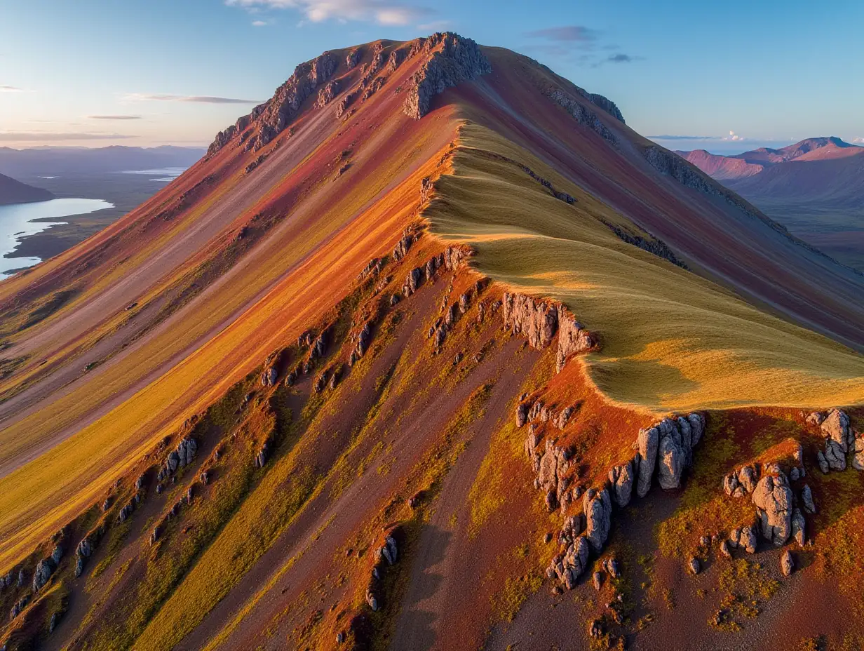 Aerial-View-of-Colorful-Autumn-Mountain-Peak-Landmannalaugar-Iceland