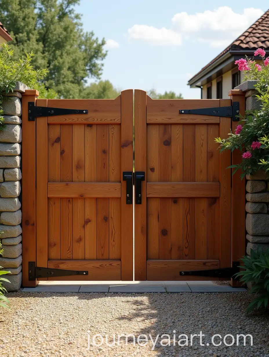 Traditional-Wooden-Automatic-Farm-Gate-Made-from-Merbau-Planks
