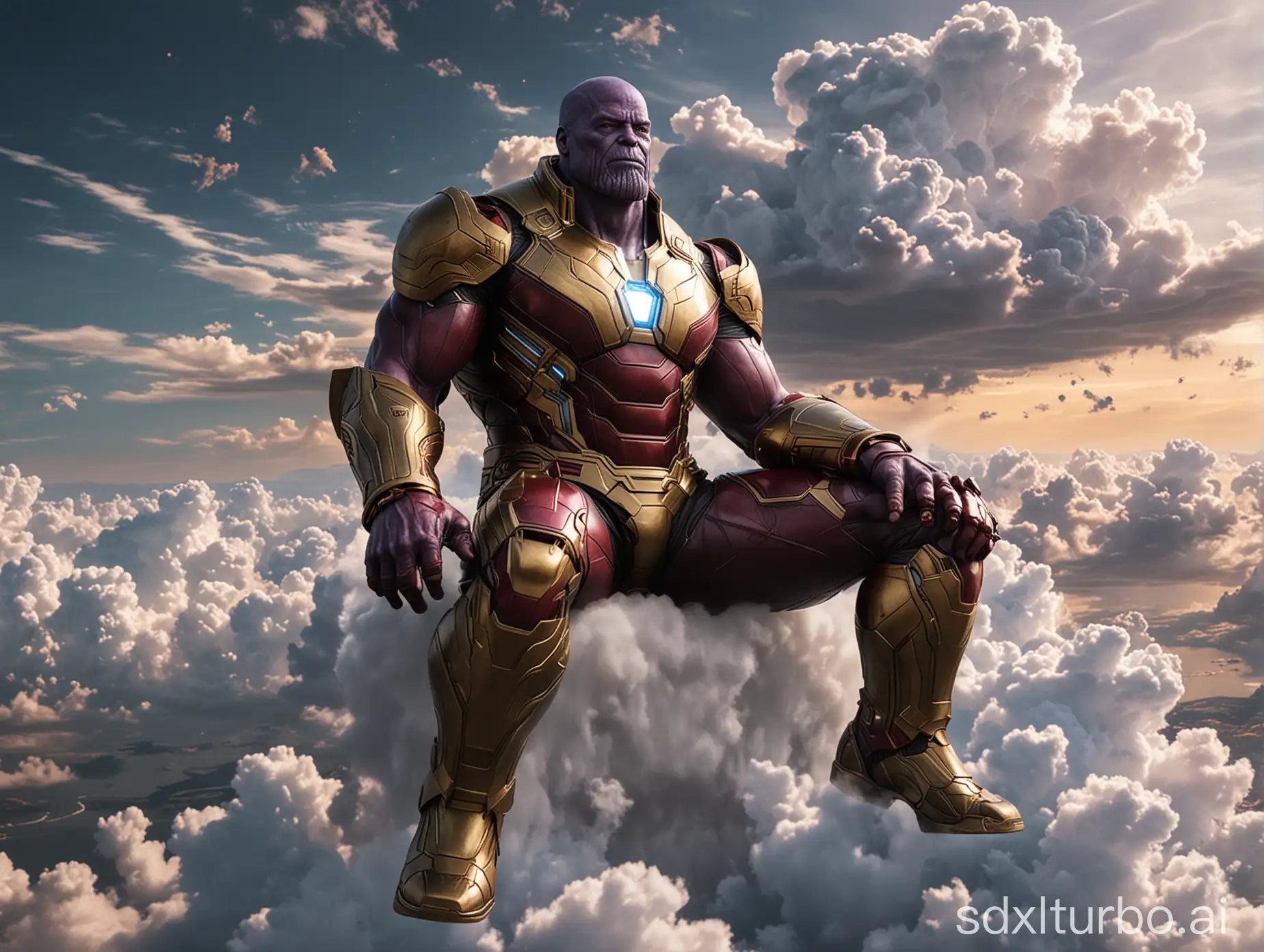 Thanos-in-Iron-Man-Suit-Sitting-on-Cloud