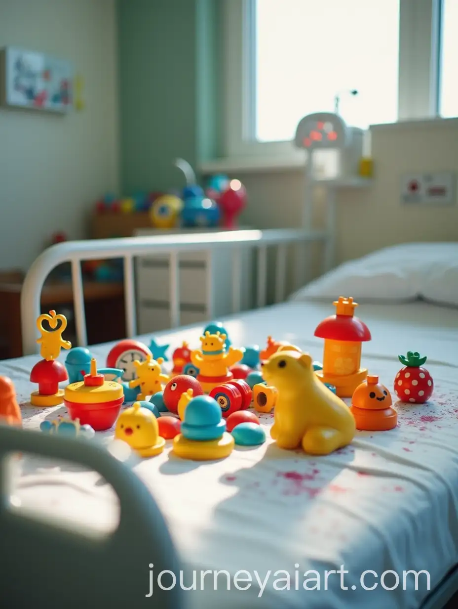 Childrens-Toys-on-Hospital-Bed-in-Pediatric-Ward