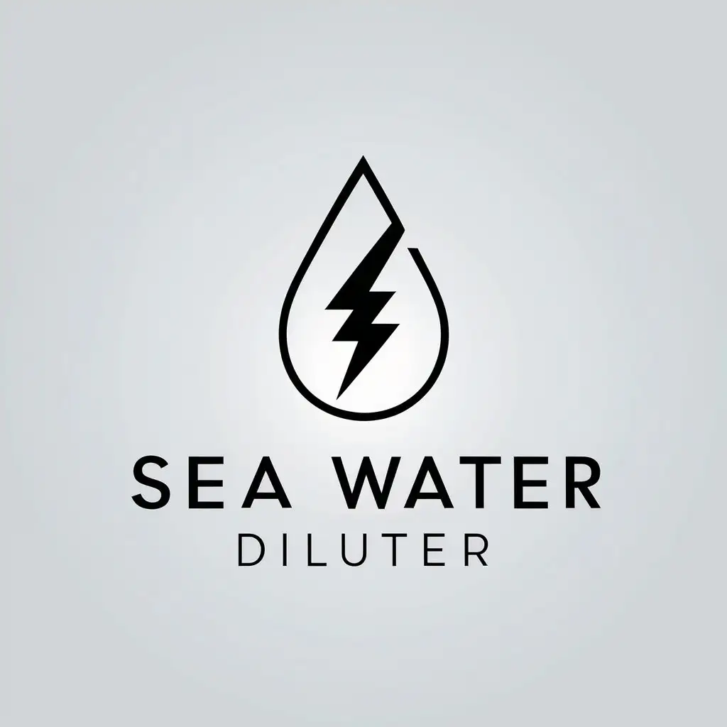 a vector logo design,with the text "sea water diluter", main symbol:lightning, water droplet,Minimalistic,be used in Retail industry,clear background