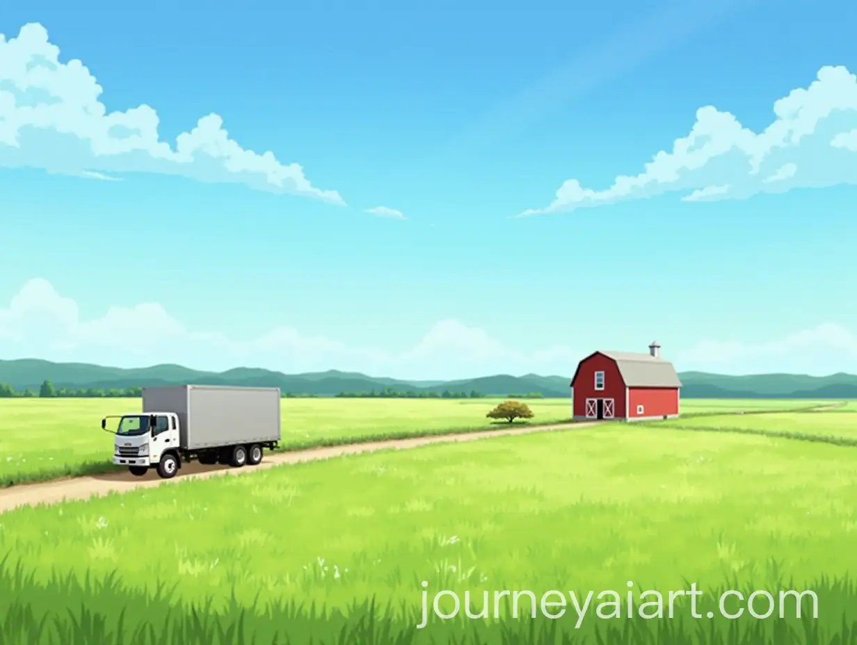 Tranquil-AnimeInspired-Countryside-with-Barn-and-Truck