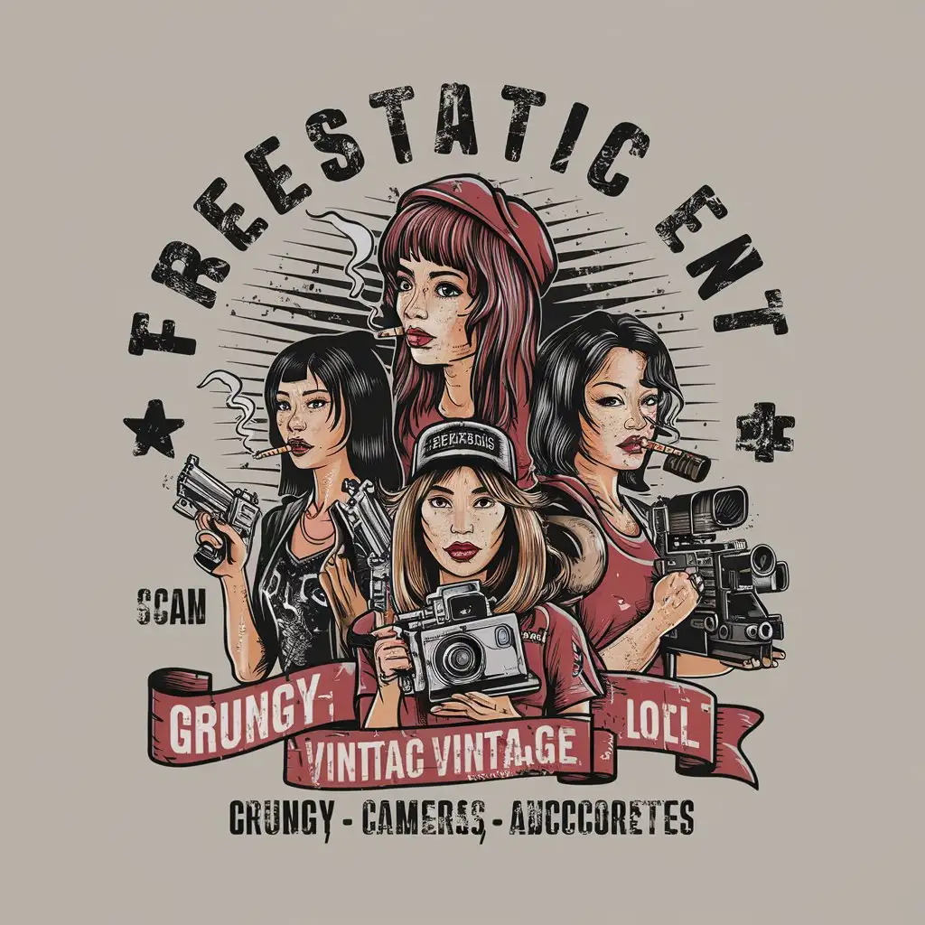 LOGO Design For FreeStatic Ent Grungy Asian Vintage Streetwear Merchandise RollOut