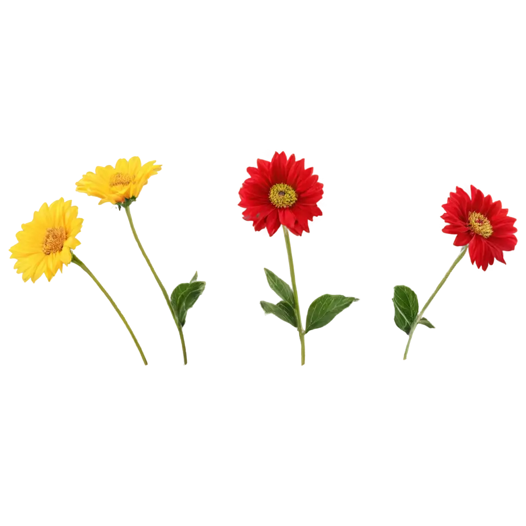 HighQuality-PNG-Image-of-Three-Colorful-Flowers-Red-Yellow-Green-for-Versatile-Use