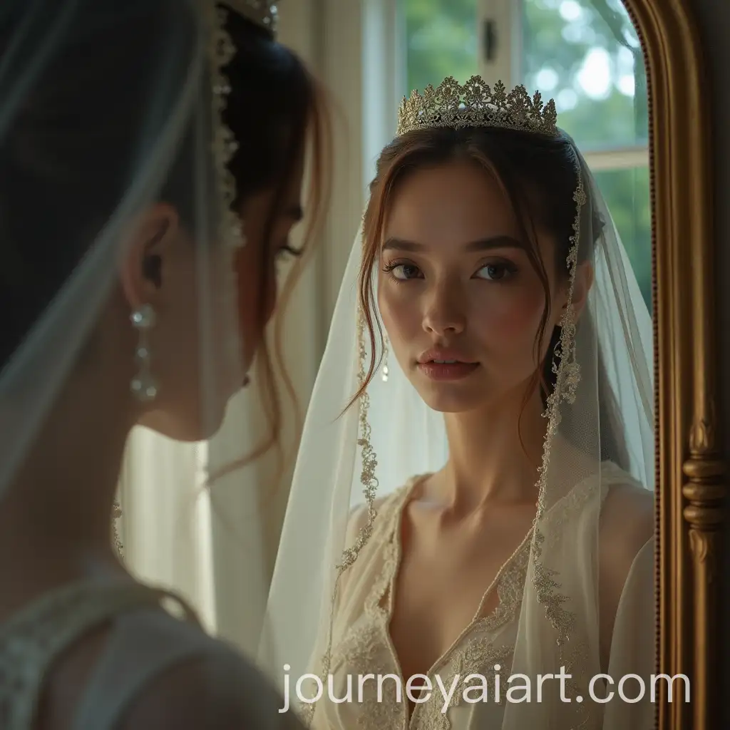 La-Signora-from-Genshin-Impact-Looking-into-a-Mirror-with-Reflection-of-Herself