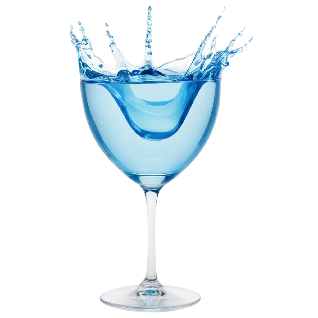 Glass-Cup-Full-of-Blue-Color-Water-Drink-Splashing-Upwards-PNG-Image