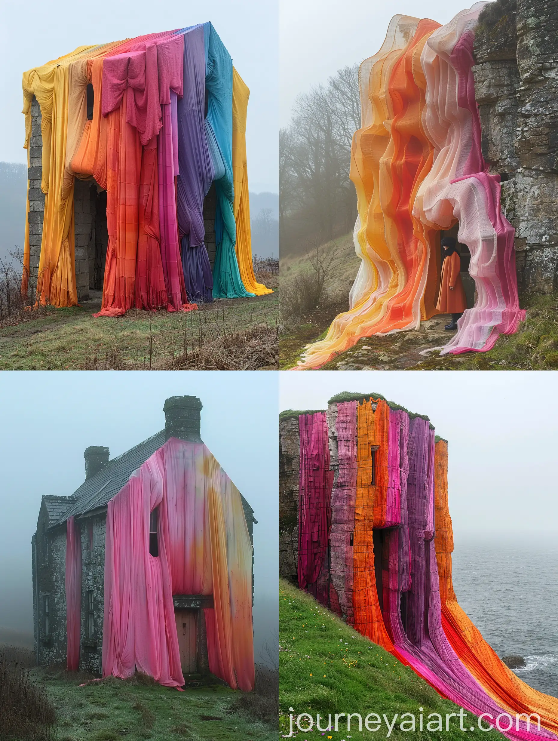 Surrealistic-Installation-of-FabricCovered-Building-in-English-Countryside