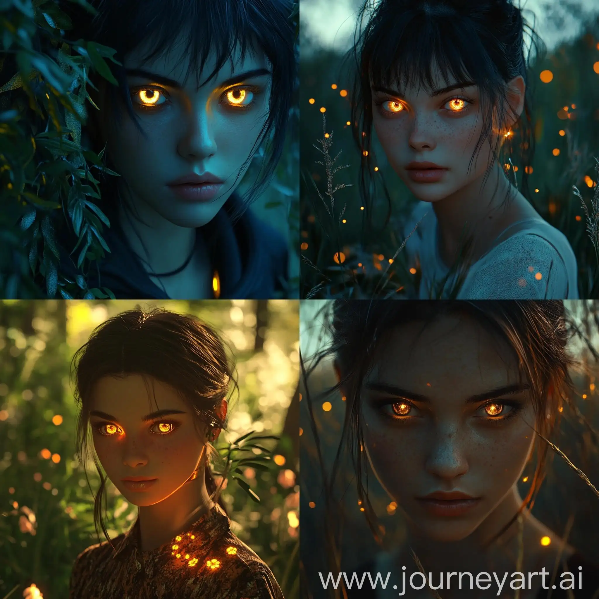 Cyber-Realism-Girl-with-Glowing-Eyes-in-Nature