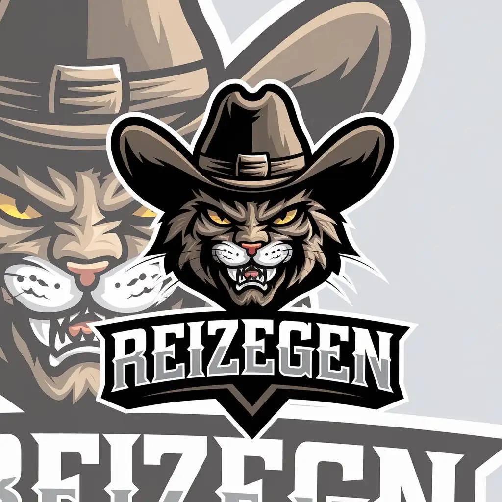 LOGO Design for REIZEGEN Mean Cat in Cowboy Hat with Bold and Edgy Retail Theme